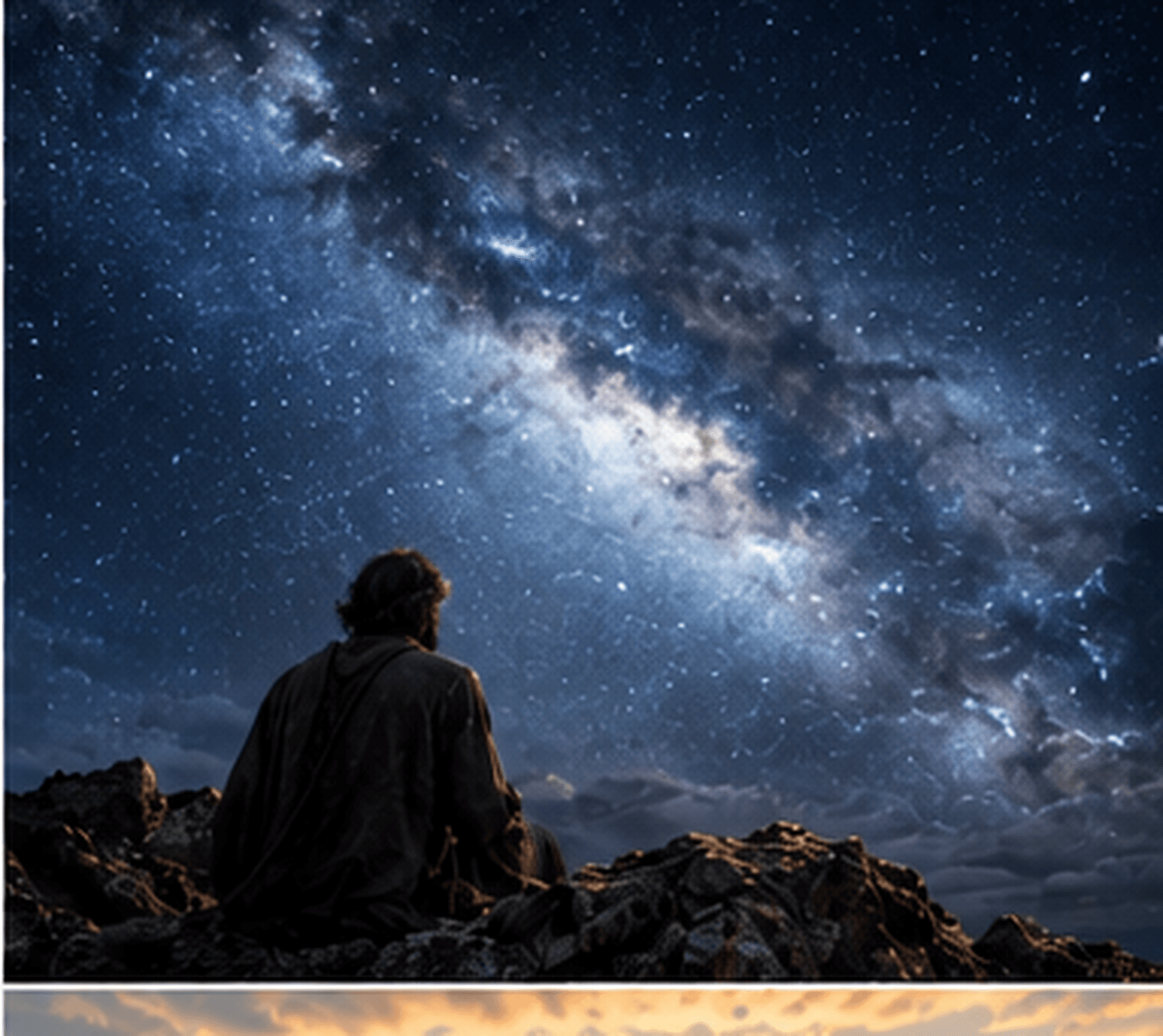 Job looks into the night sky as the LORD answers.