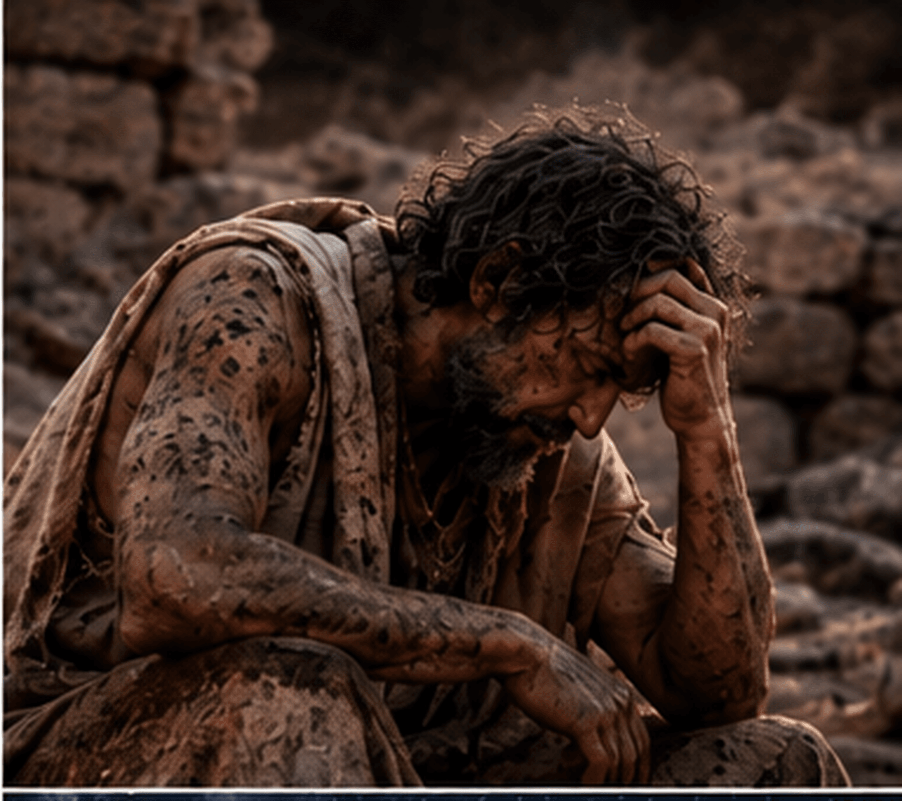Job sits in pain as his suffering deepens.